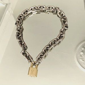 COPY - Louis Vuitton Padlock Chunky Curb Chain Necklace
